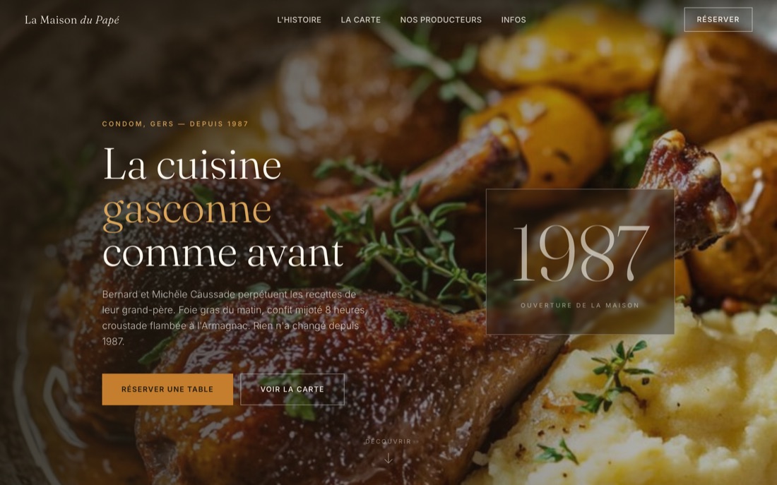 Aperçu du site La Maison du Papé, brasserie gasconne à Condom